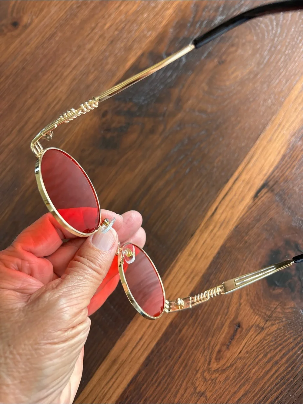 Steampunk Sun Glasses, Vintage Style Round Vibrant Red AIEYEZO, Halloween OS